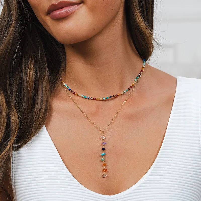 7 Chakras Raw Stone Healing Necklace sold by Lotus & Luna product image thumbnail 3