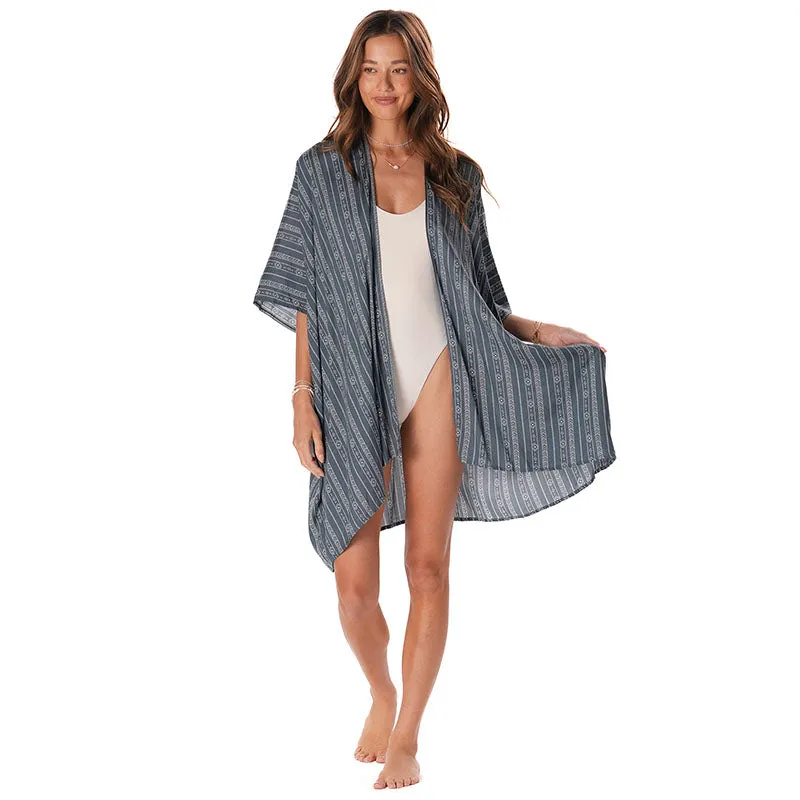 Charcoal Grey Tribal Stripe Kimono sold by Lotus & Luna
