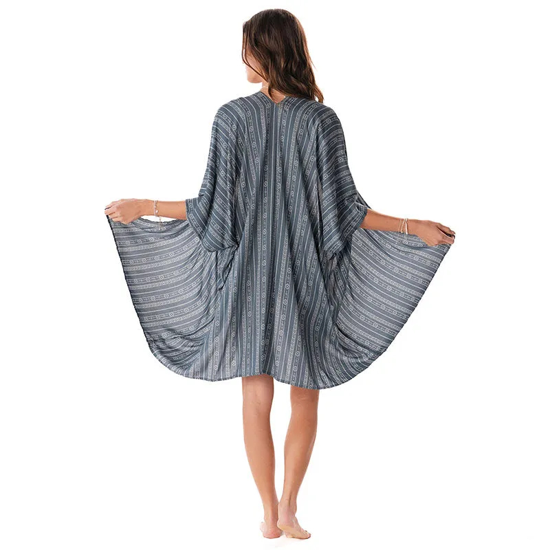 Charcoal Grey Tribal Stripe Kimono sold by Lotus & Luna product image thumbnail 4