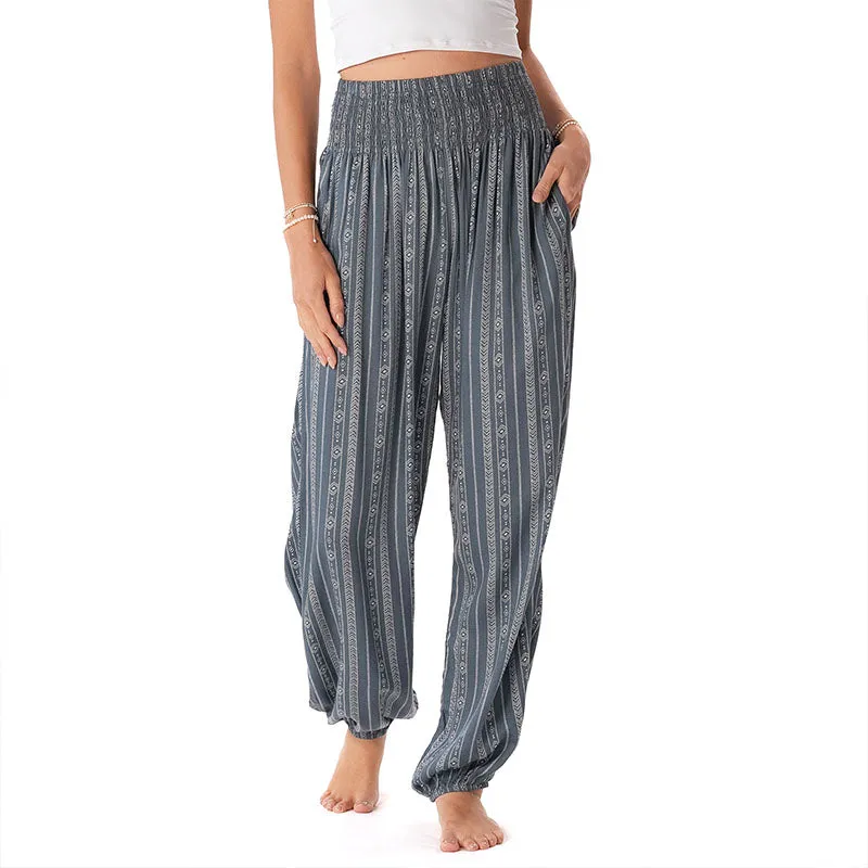 Charcoal Grey Tribal Stripe Harem Pants sold by Lotus & Luna