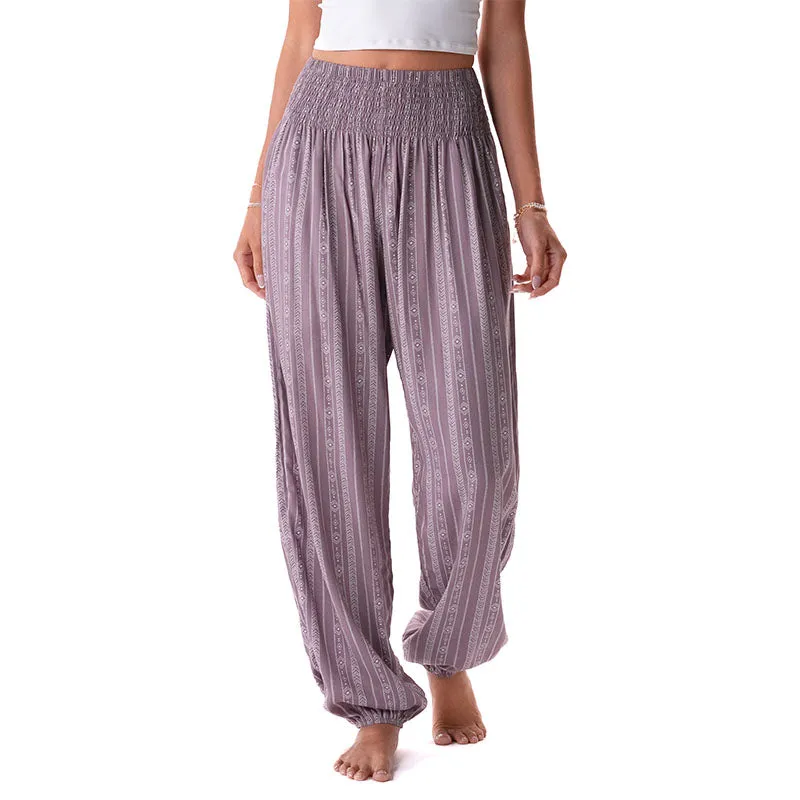 Mauve Tribal Stripe Harem Pants sold by Lotus & Luna