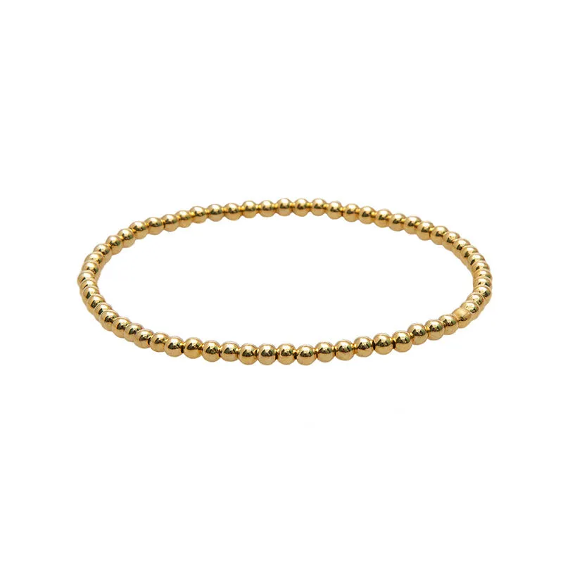 Gold 3mm Stretch Bead Bracelet sold by Lotus & Luna