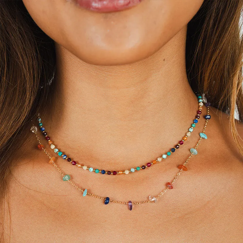 7 Chakras Raw Stone Chain Necklace sold by Lotus & Luna product image thumbnail 2