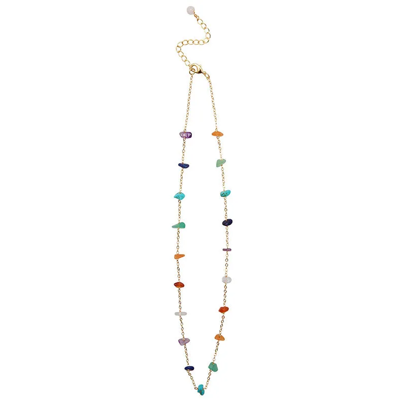 7 Chakras Raw Stone Chain Necklace sold by Lotus & Luna product image thumbnail 4