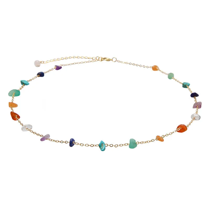 7 Chakras Raw Stone Chain Necklace sold by Lotus & Luna product image thumbnail 3