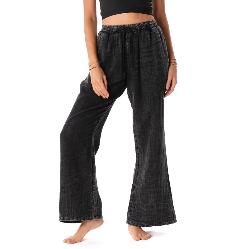 Vintage Black Cotton Cabana Pants made by Lotus & Luna