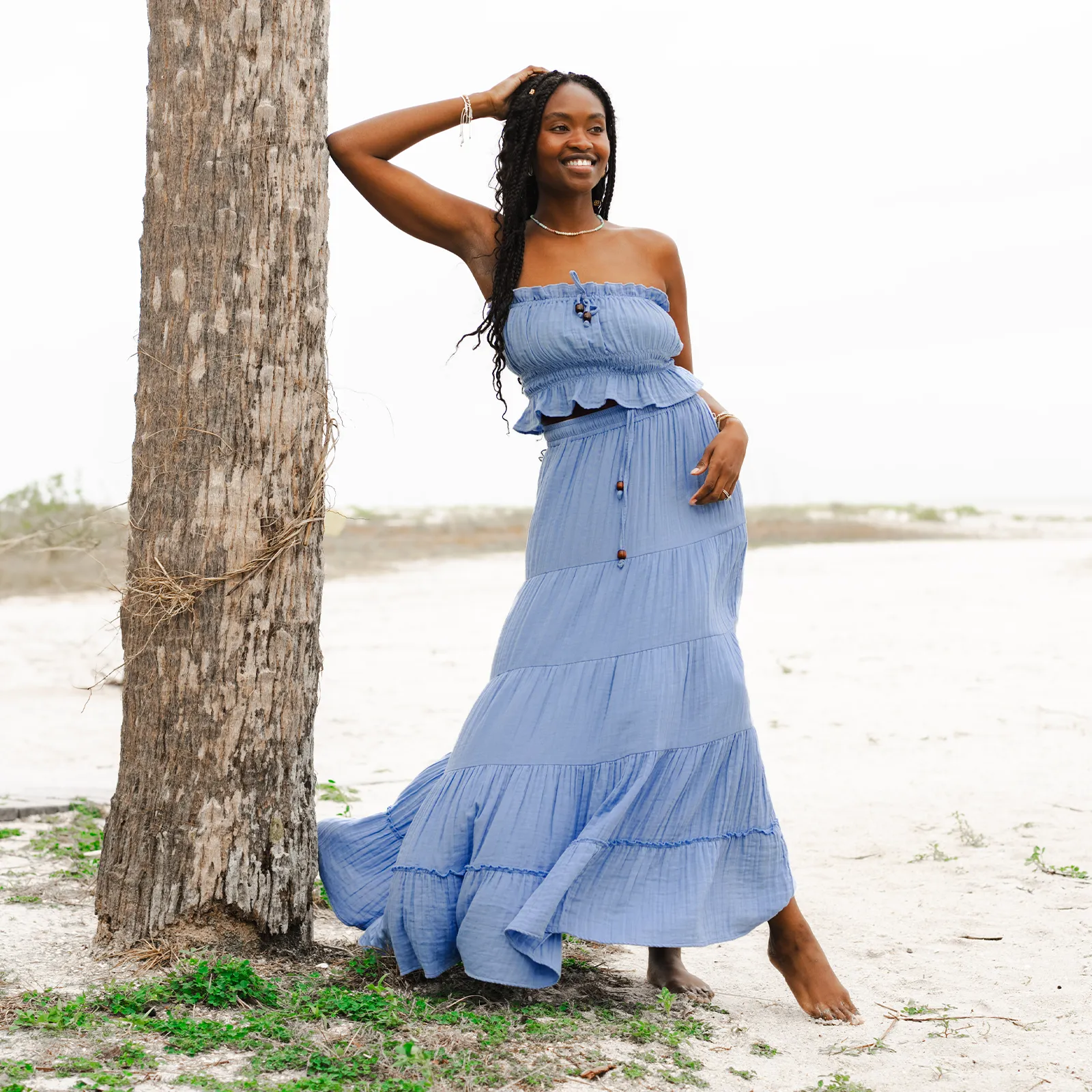 Denim Blue Coastal Tube Top & Shipwrecked Maxi Skirt Set sold by Lotus & Luna product image thumbnail 2