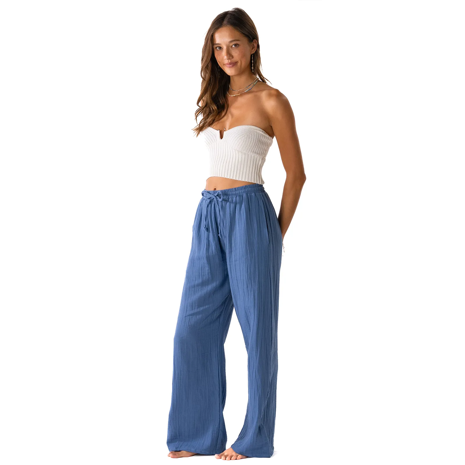 Ocean Blue Cotton Cabana Pants sold by Lotus & Luna product image thumbnail 4
