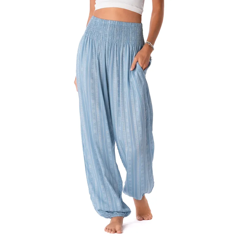 Denim Blue Tribal Harem Pants sold by Lotus & Luna