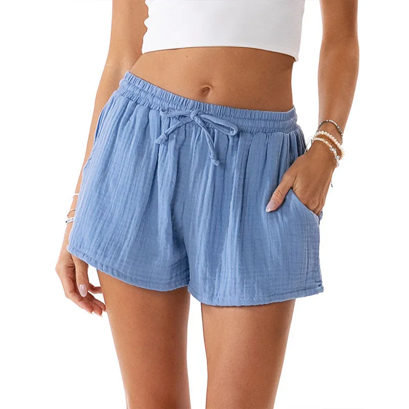 Denim Blue Cotton Cabana Shorts sold by Lotus & Luna
