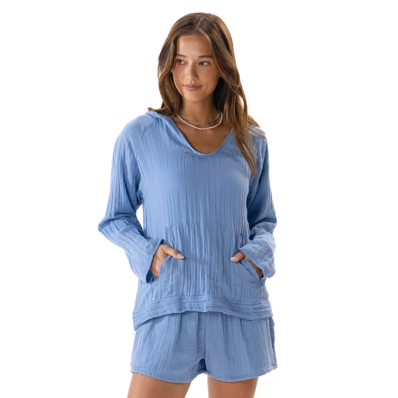 Denim Blue Baja Pullover sold by Lotus & Luna