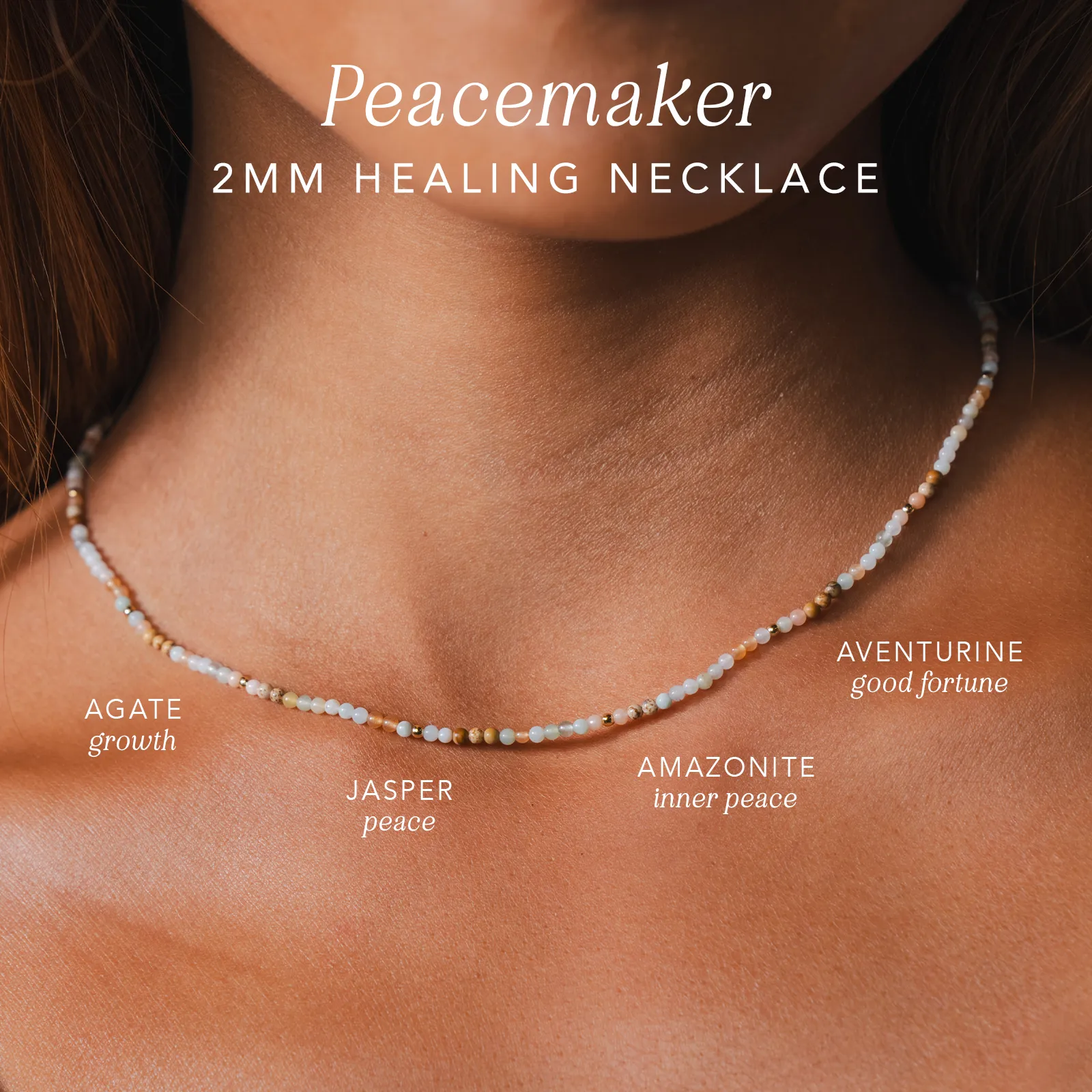 Peacemaker 2mm Metal Accent Healing Necklace sold by Lotus & Luna product image thumbnail 4