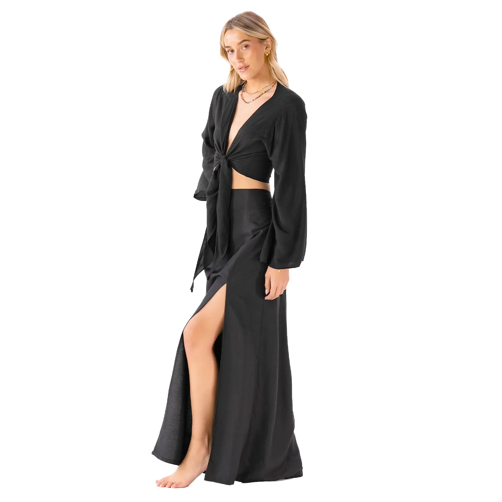 Black Daydreamer + Rayon Maxi Skirt Set sold by Lotus & Luna product image thumbnail 4