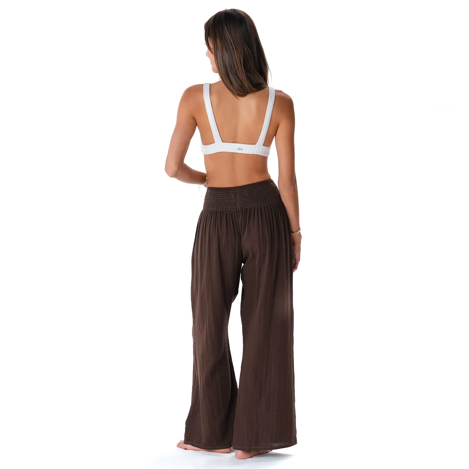 Espresso Wide Leg Cotton Pants sold by Lotus & Luna product image thumbnail 5