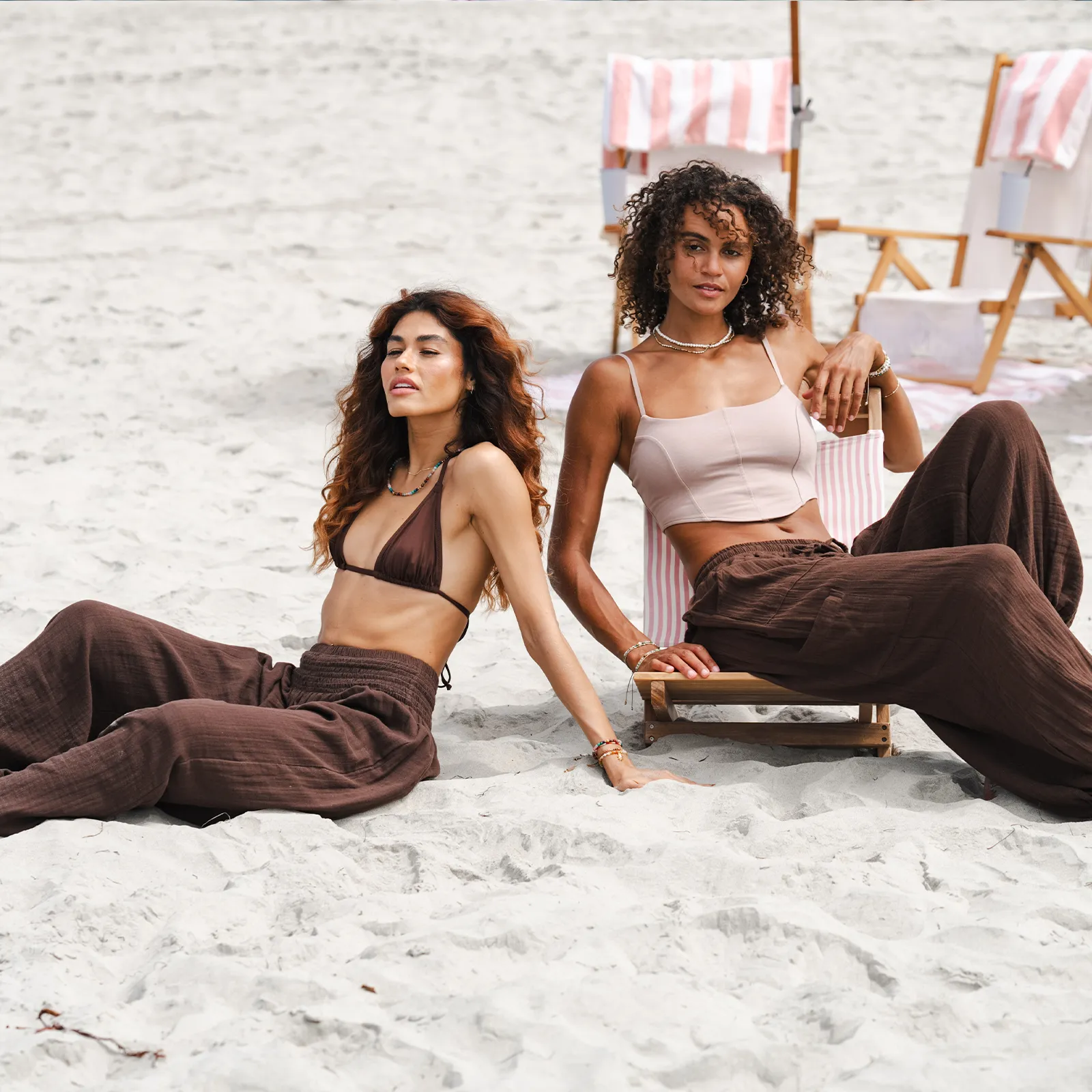 Espresso Wide Leg Cotton Pants sold by Lotus & Luna product image thumbnail 3