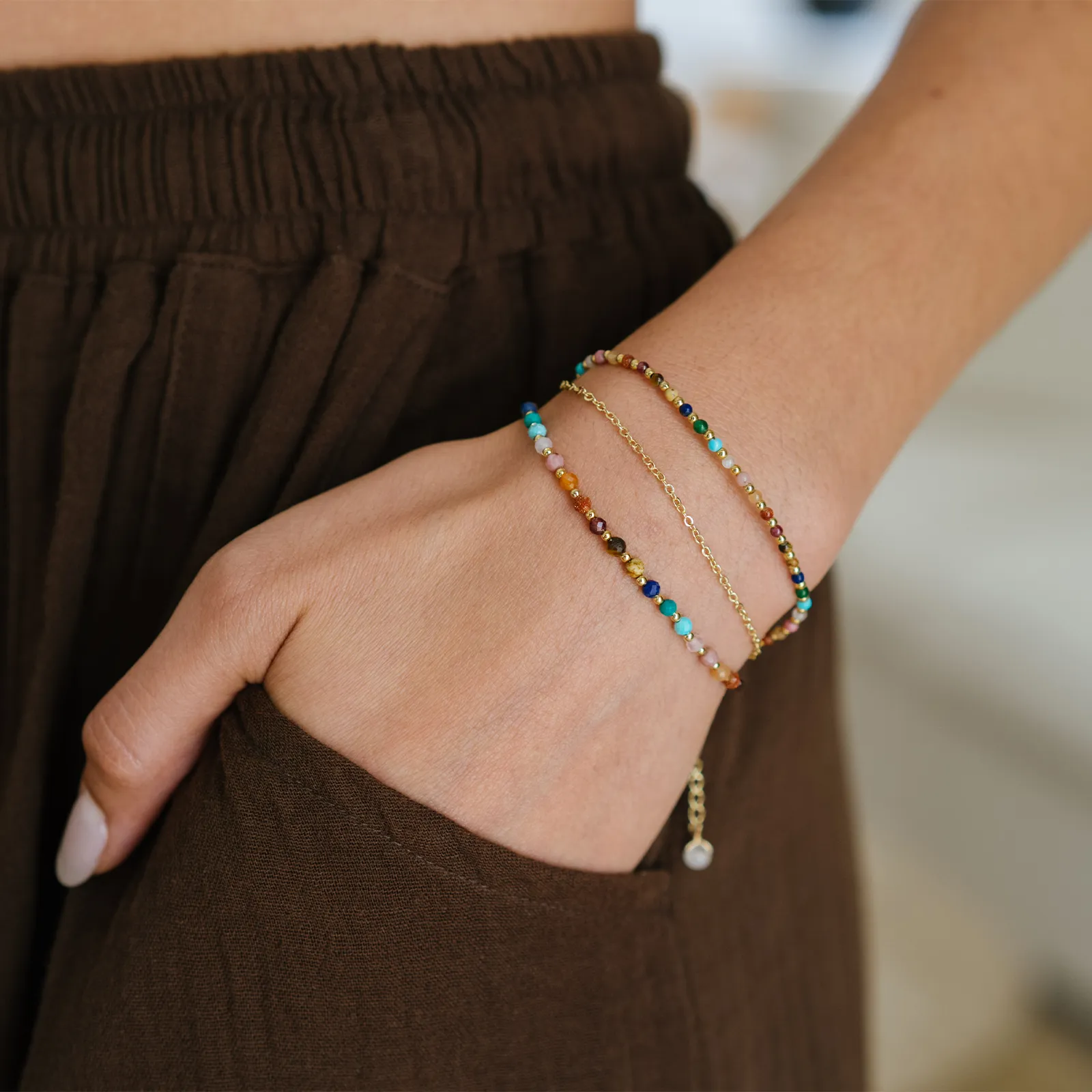 Master Healer 3mm + 2mm Layered Bracelet Stack sold by Lotus & Luna