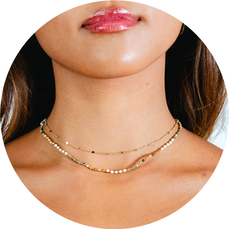 Peace Protector 2mm Healing + Circles in the Sand Necklace Stack sold by Lotus & Luna