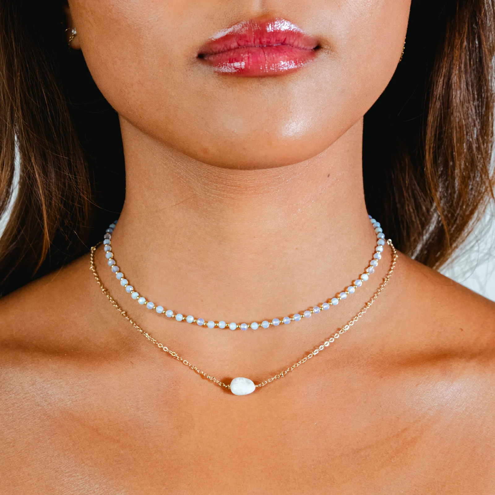 Moon Dancer 3mm Healing + Moonstone Necklace Stack sold by Lotus & Luna product image thumbnail 4