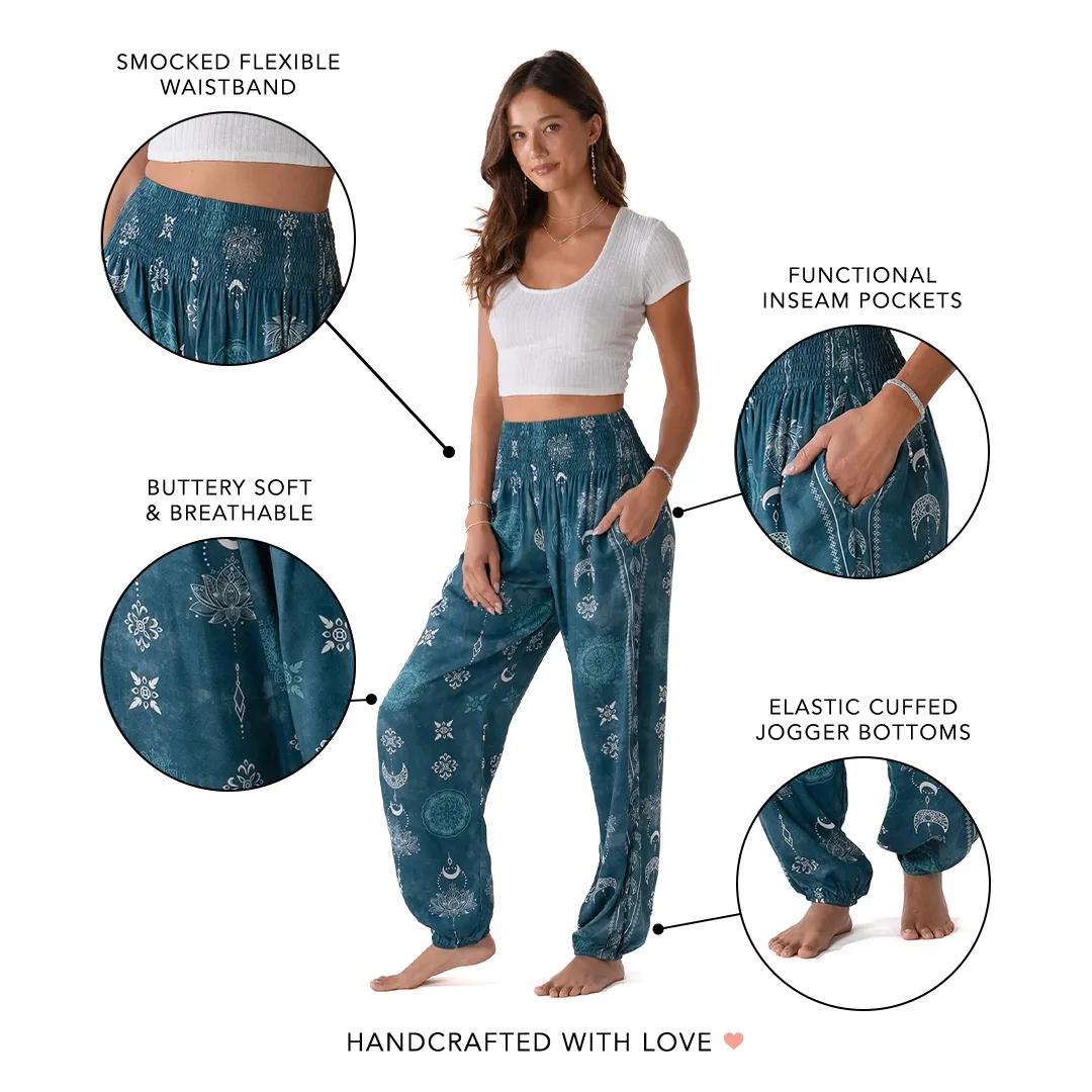Cosmic Teal Harem Pants sold by Lotus & Luna product image thumbnail 4