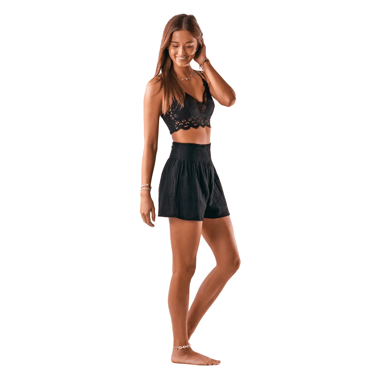 Black Cotton Shorts sold by Lotus & Luna product image thumbnail 4