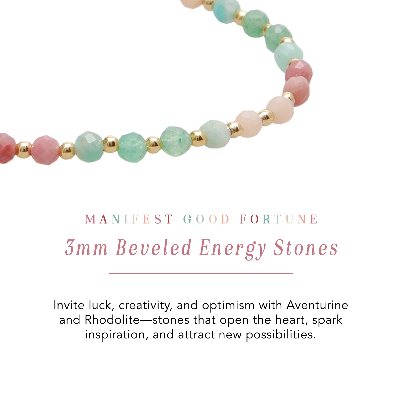 Good Fortune & Inspiration 3mm Metal Accent Bracelet sold by Lotus & Luna product image thumbnail 4