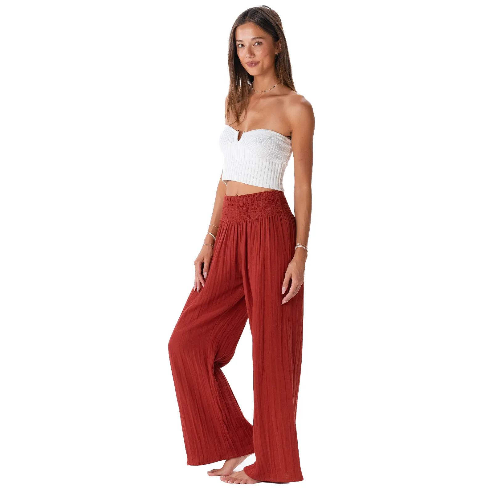 Seaside Spice Wide Leg Cotton Pants sold by Lotus & Luna product image thumbnail 4