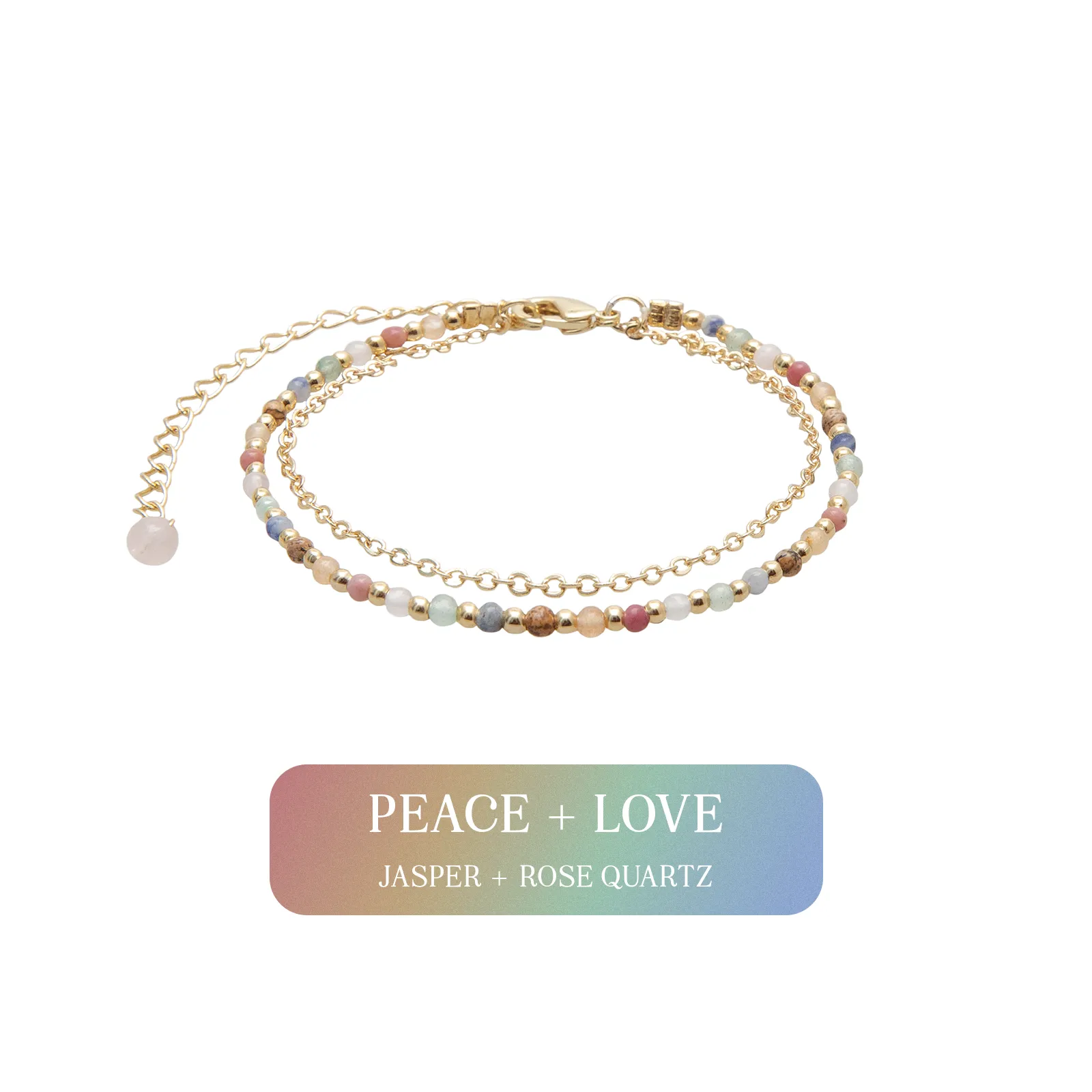 Peace + Love 2mm Layered Healing Bracelet sold by Lotus & Luna