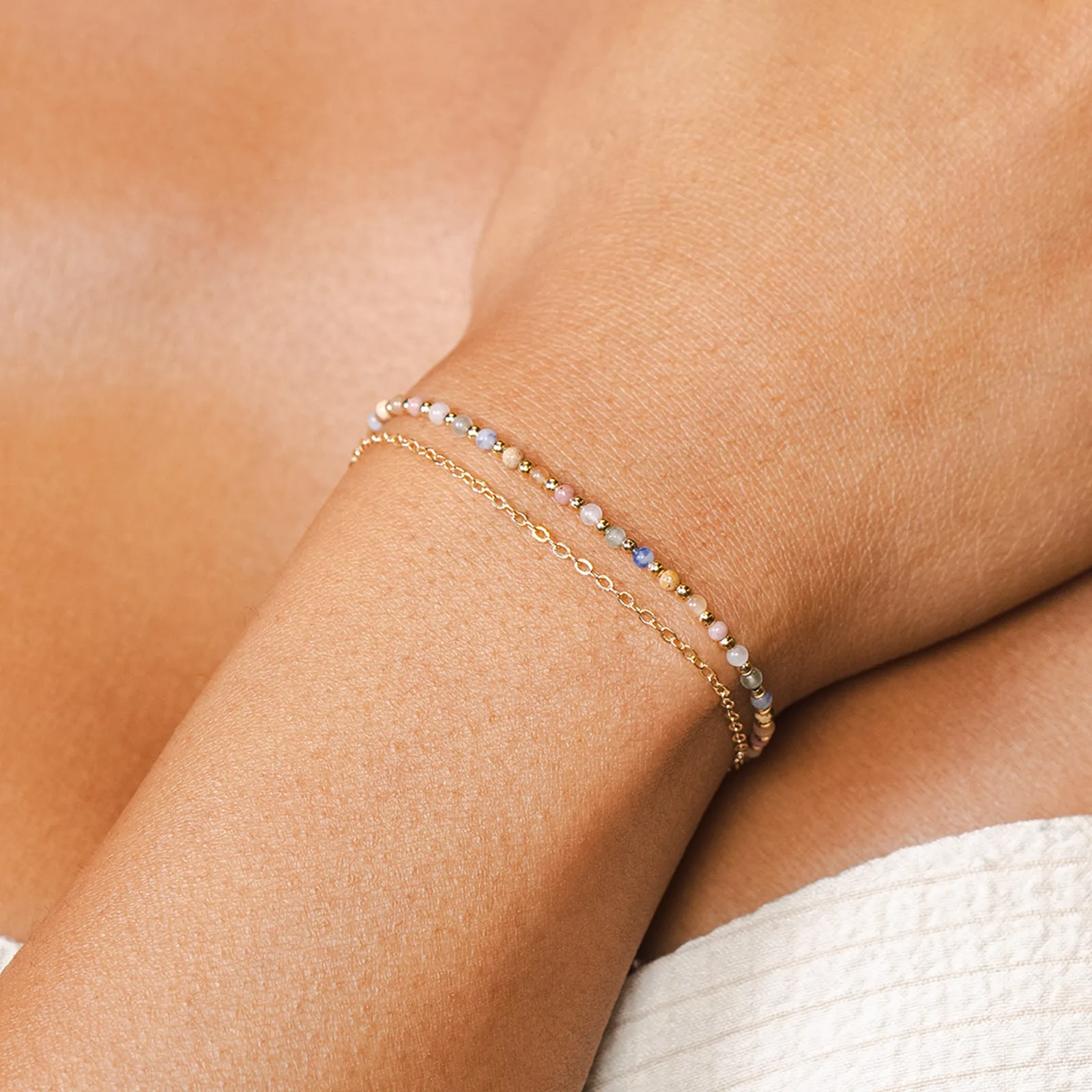 Peace + Love 2mm Layered Healing Bracelet sold by Lotus & Luna product image thumbnail 2