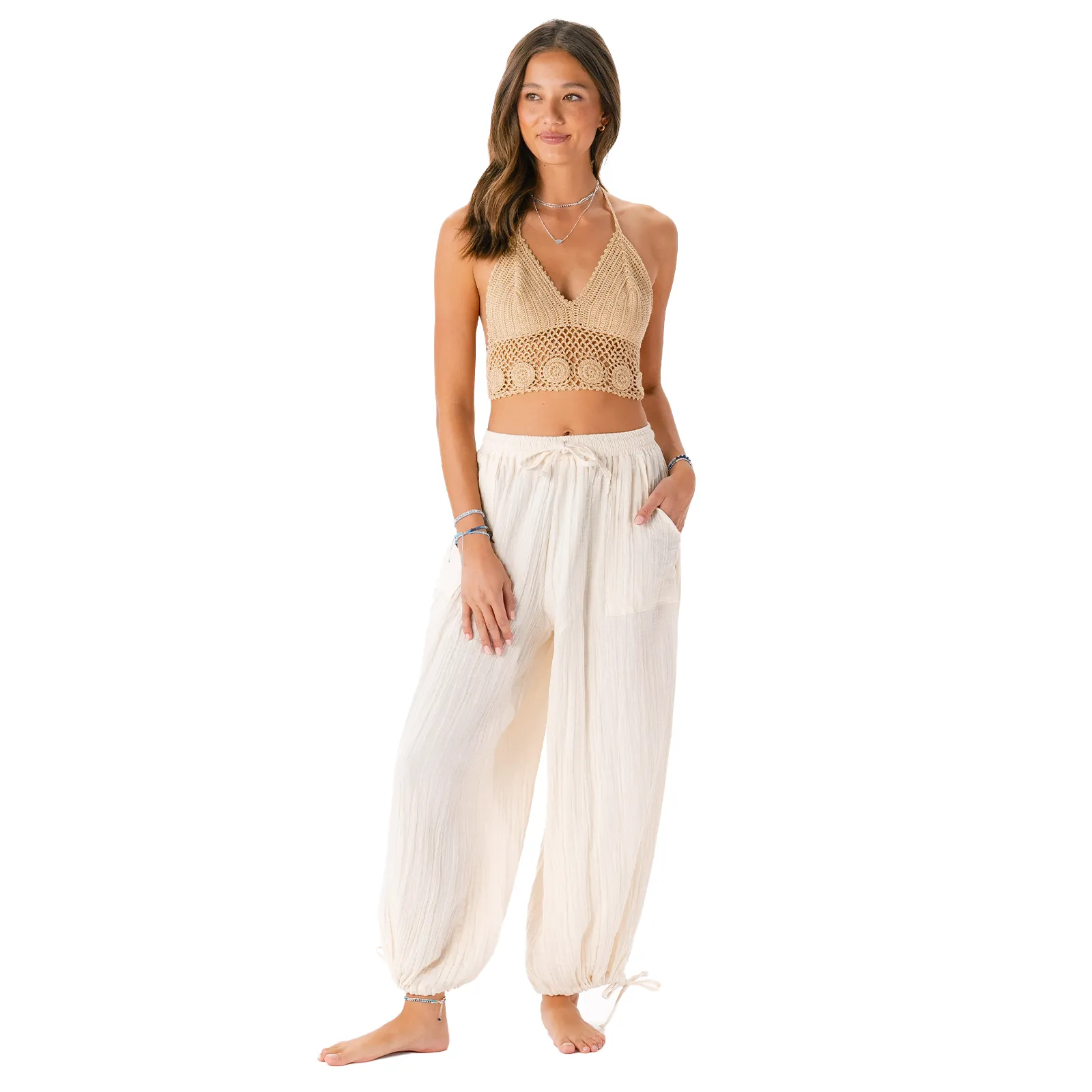 Cream Adventure Cargo Pants sold by Lotus & Luna product image thumbnail 5