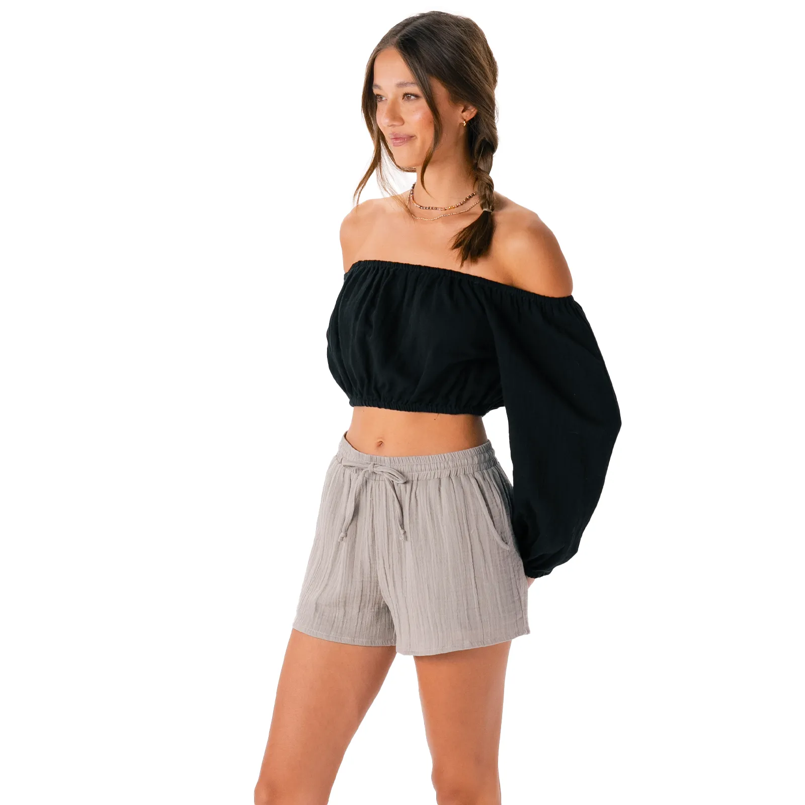 Stone Cotton Cabana Shorts sold by Lotus & Luna product image thumbnail 4
