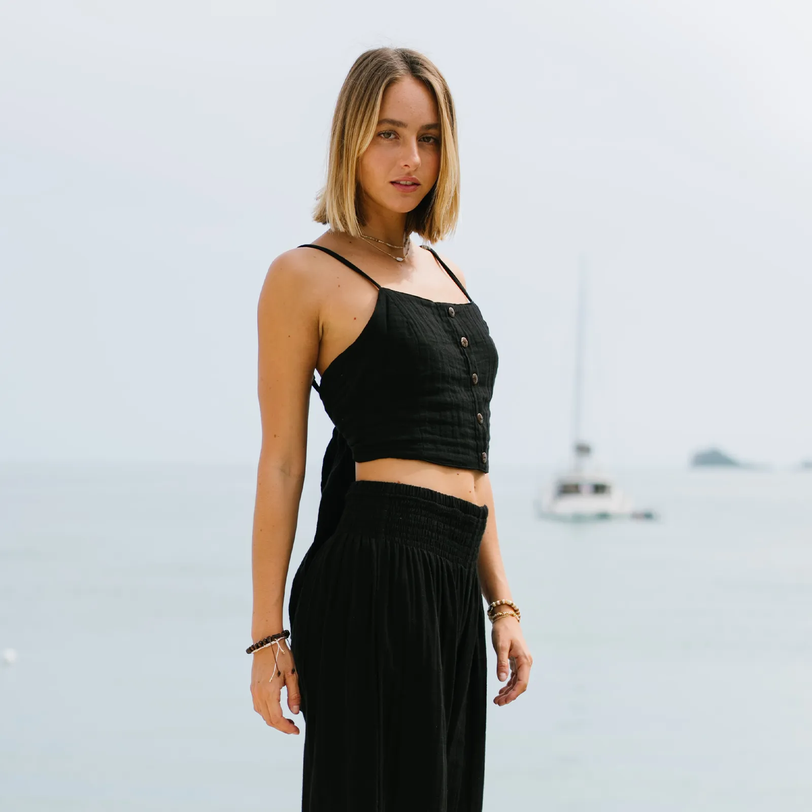 Black Cruisin Crop Top sold by Lotus & Luna product image thumbnail 2