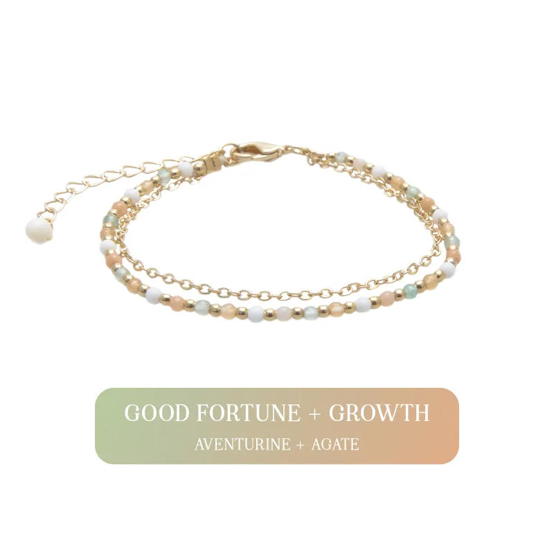 Good Fortune + Growth 2mm Layered Healing Bracelet sold by Lotus & Luna