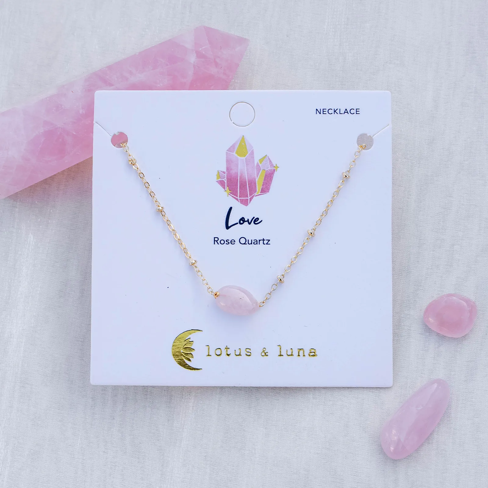 Rose Quartz Necklace sold by Lotus & Luna product image thumbnail 2