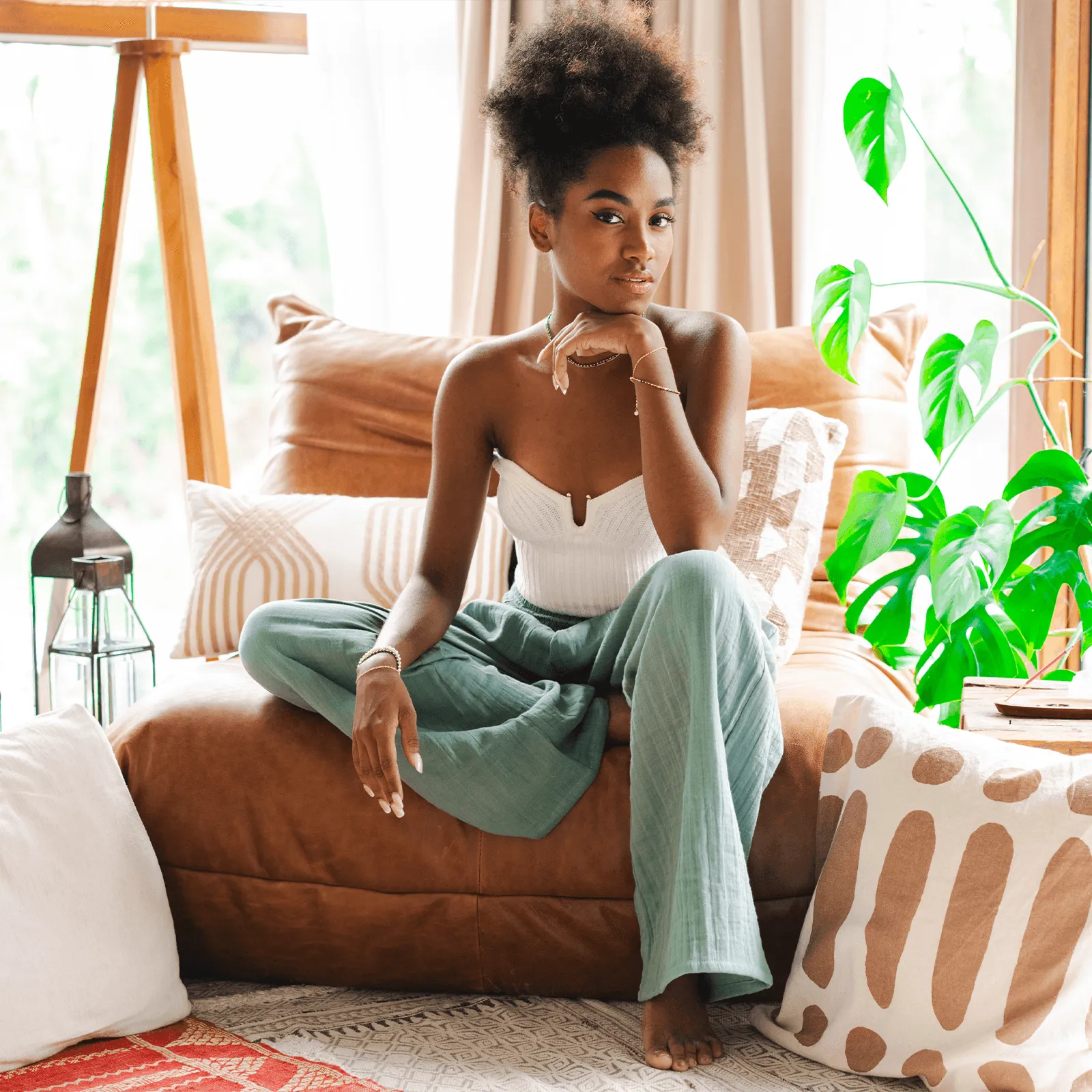 Sage Wide Leg Cotton Pants sold by Lotus & Luna product image thumbnail 3