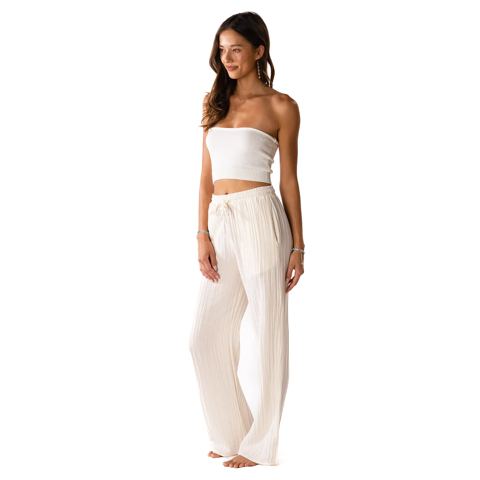 Cream Cotton Cabana Pants sold by Lotus & Luna product image thumbnail 4
