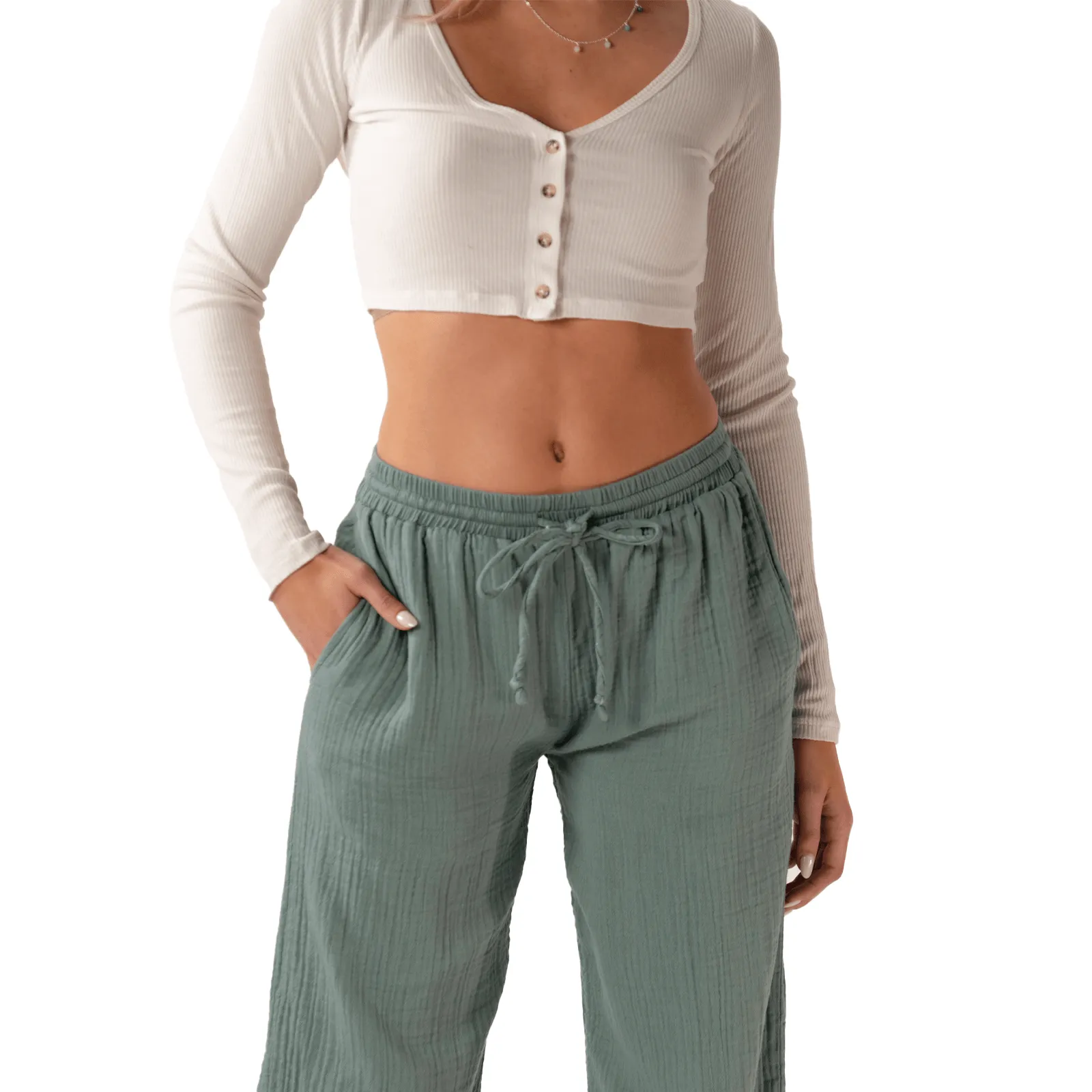 Sage Cotton Cabana Pants sold by Lotus & Luna product image thumbnail 4