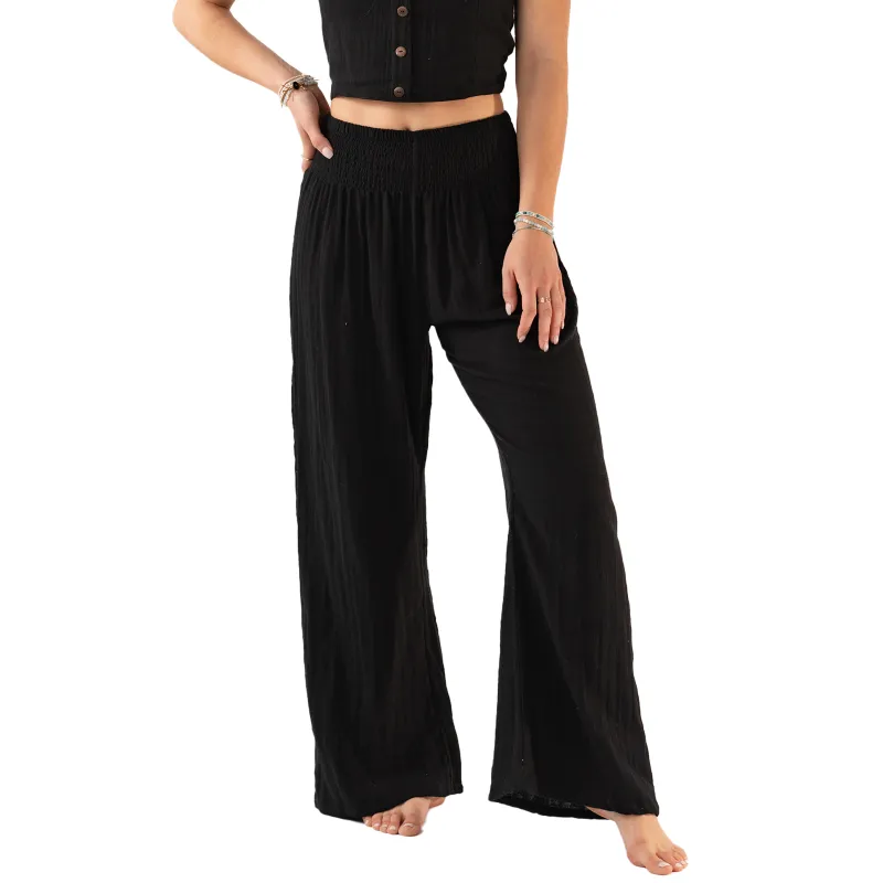 Black Wide Leg Cotton Pants sold by Lotus & Luna