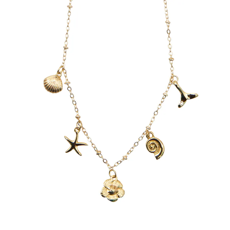 Ocean Treasures Metal Charm Necklace sold by Lotus & Luna