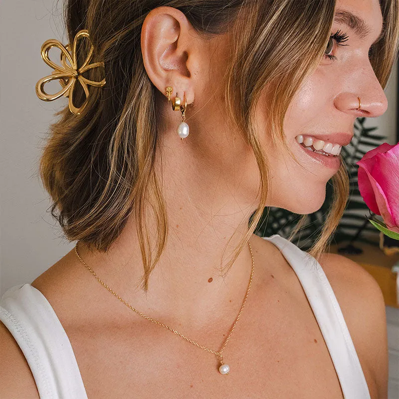 Pearl Drop Necklace + Earring Stack sold by Lotus & Luna product image thumbnail 4
