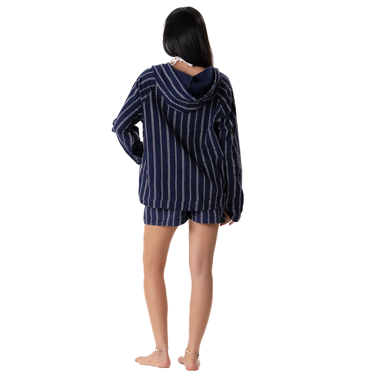 Navy Sailor Stripe Baja Pullover sold by Lotus & Luna product image thumbnail 5