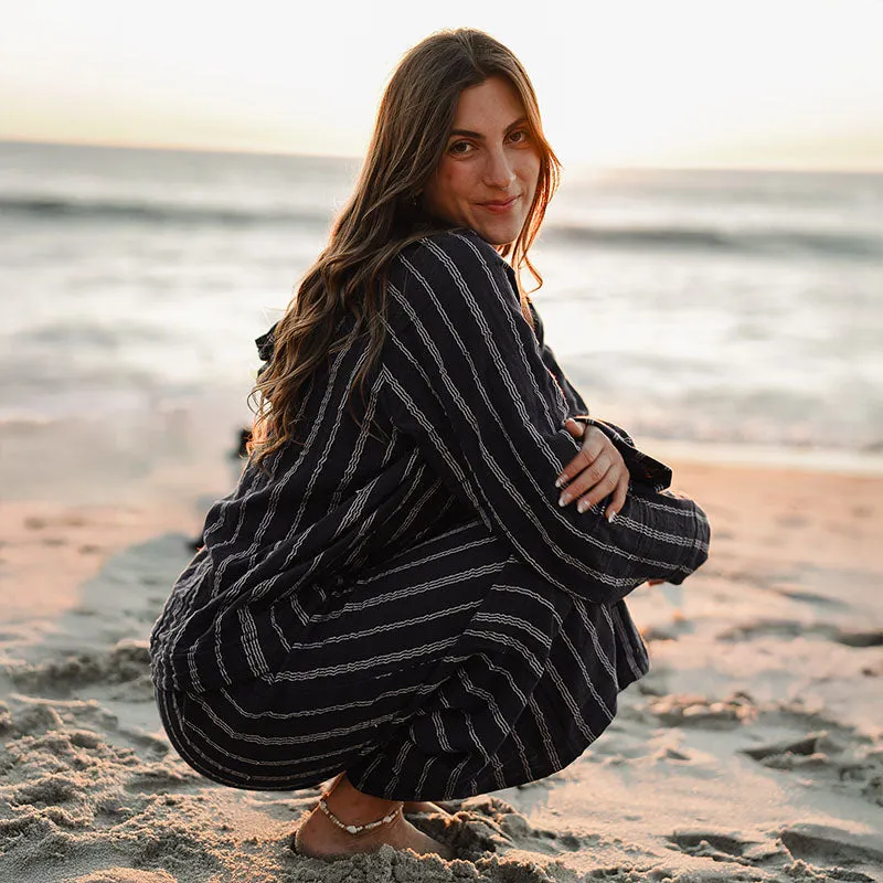 Navy Sailor Stripe Baja Pullover sold by Lotus & Luna product image thumbnail 2