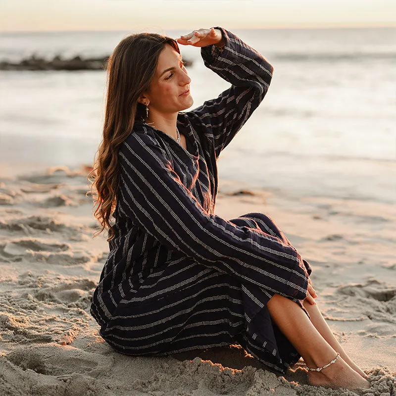 Navy Sailor Stripe Baja Pullover sold by Lotus & Luna product image thumbnail 3