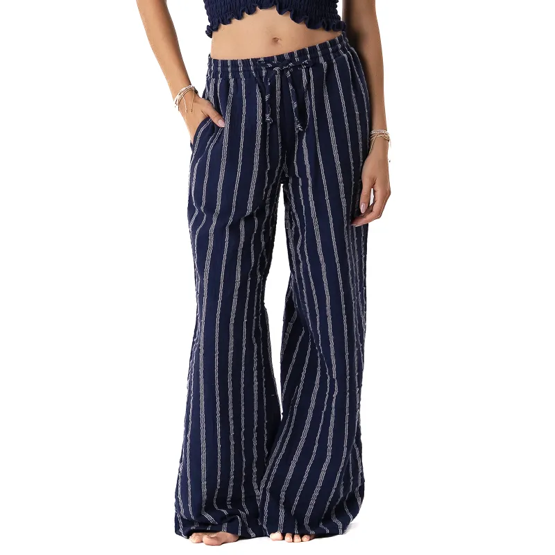 Navy Sailor Stripe Cotton Cabana Pants made by Lotus & Luna