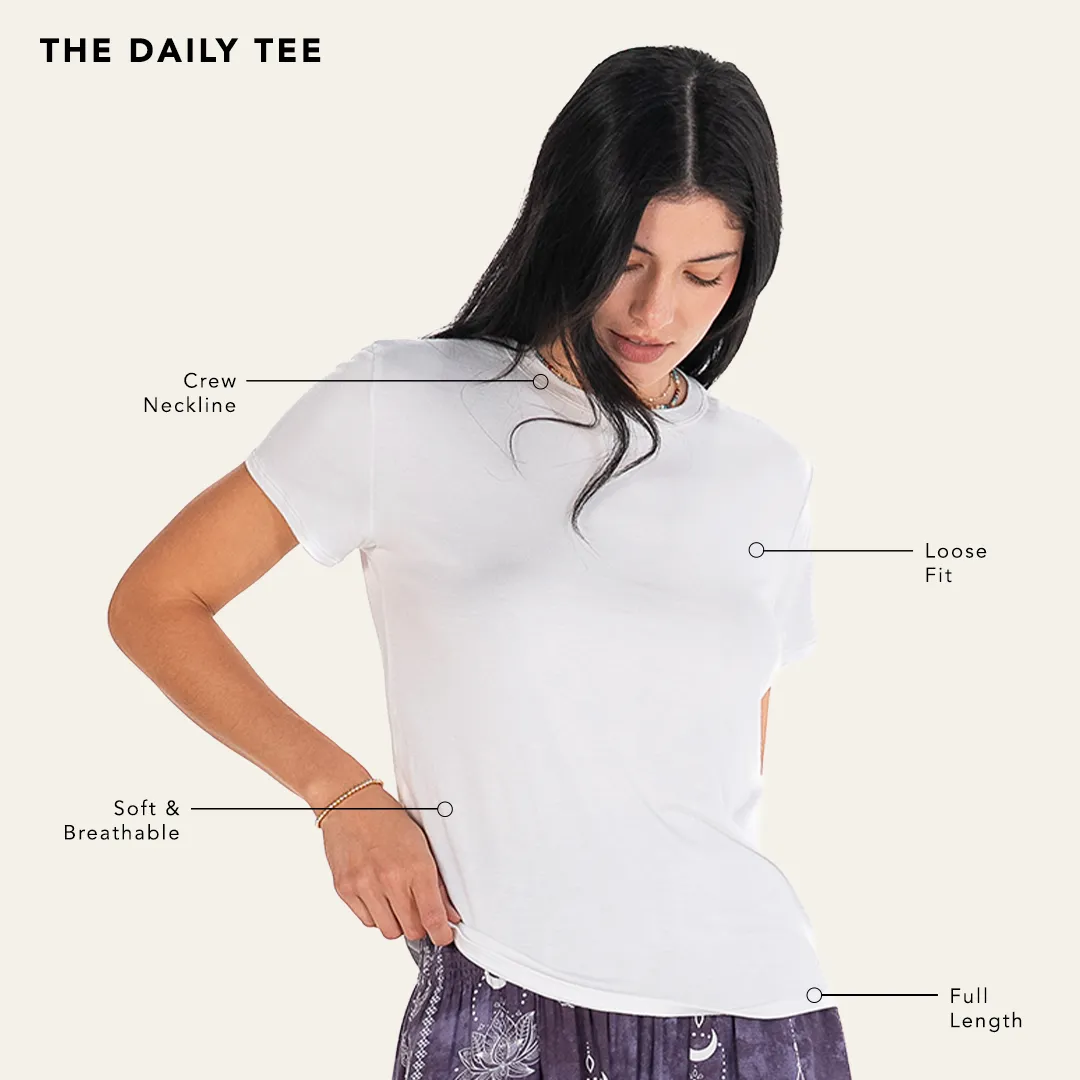 White Daily Tee sold by Lotus & Luna product image thumbnail 4