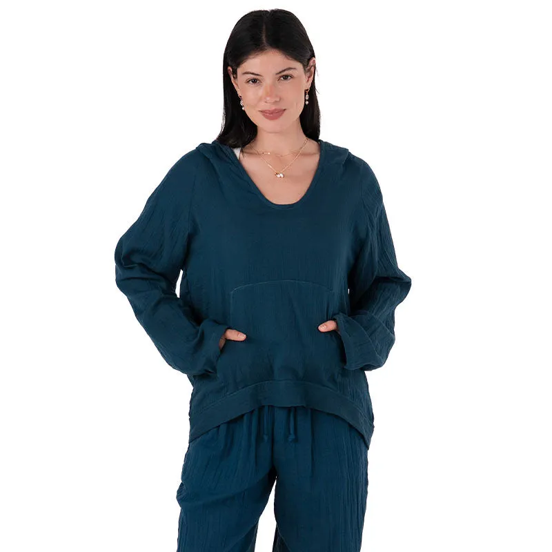 Deep Teal Baja Pullover sold by Lotus & Luna product image thumbnail 3