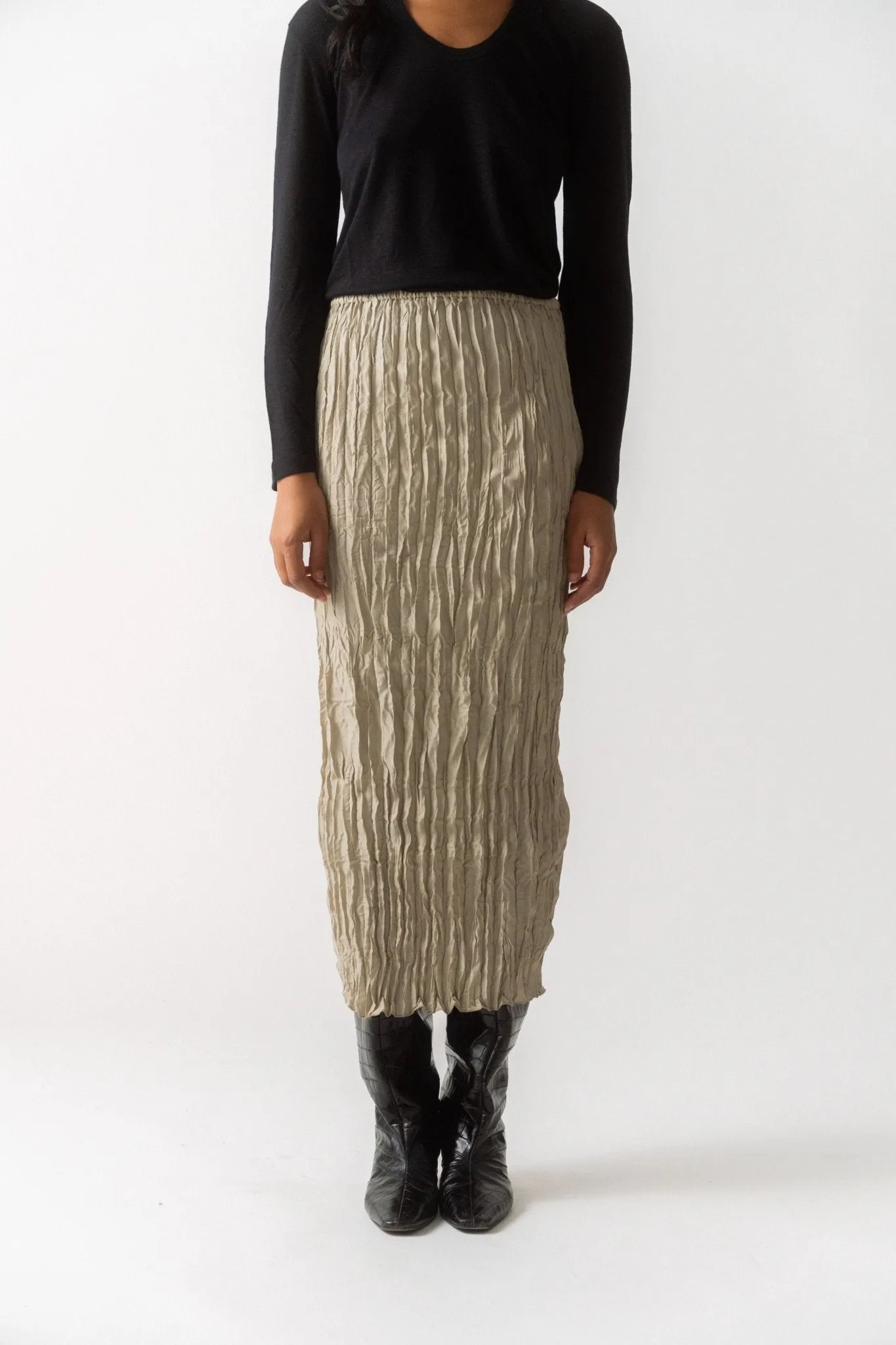 Toteme Crinkled Silk Midi Skirt sold by Bessette