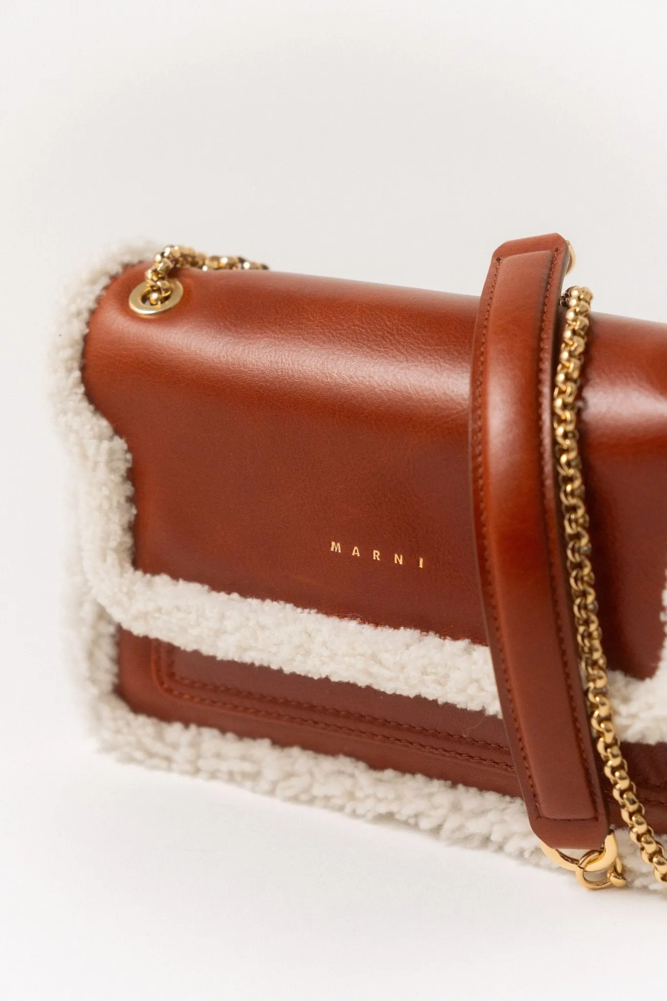 Marni Trunk Small Shearling-Lined Leather Shoulder Bag sold by Bessette product image thumbnail 5