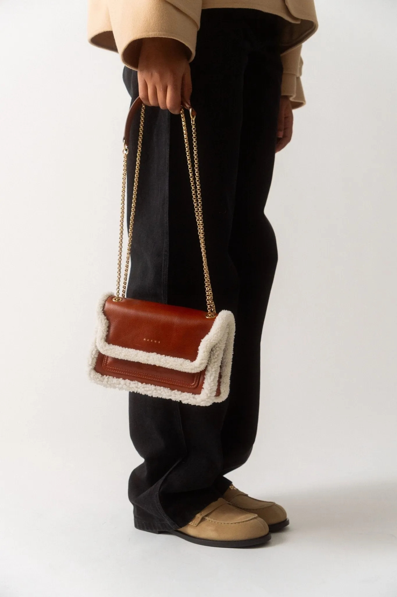 Marni Trunk Small Shearling-Lined Leather Shoulder Bag sold by Bessette product image thumbnail 3