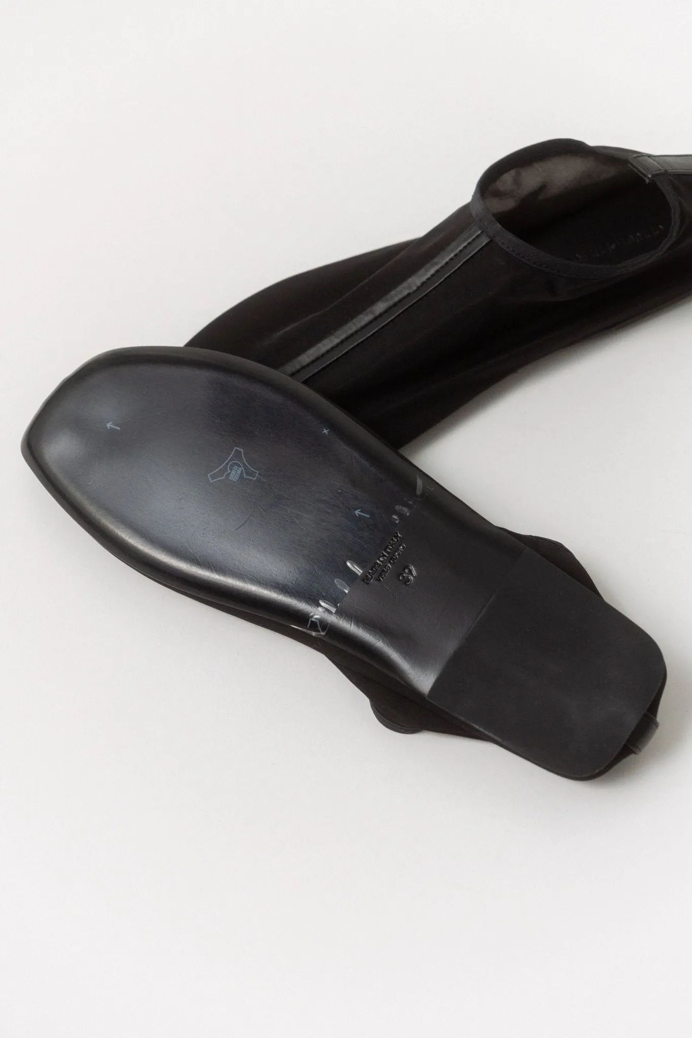 Black Leather Trimmed Mesh Flat sold by Bessette product image thumbnail 5