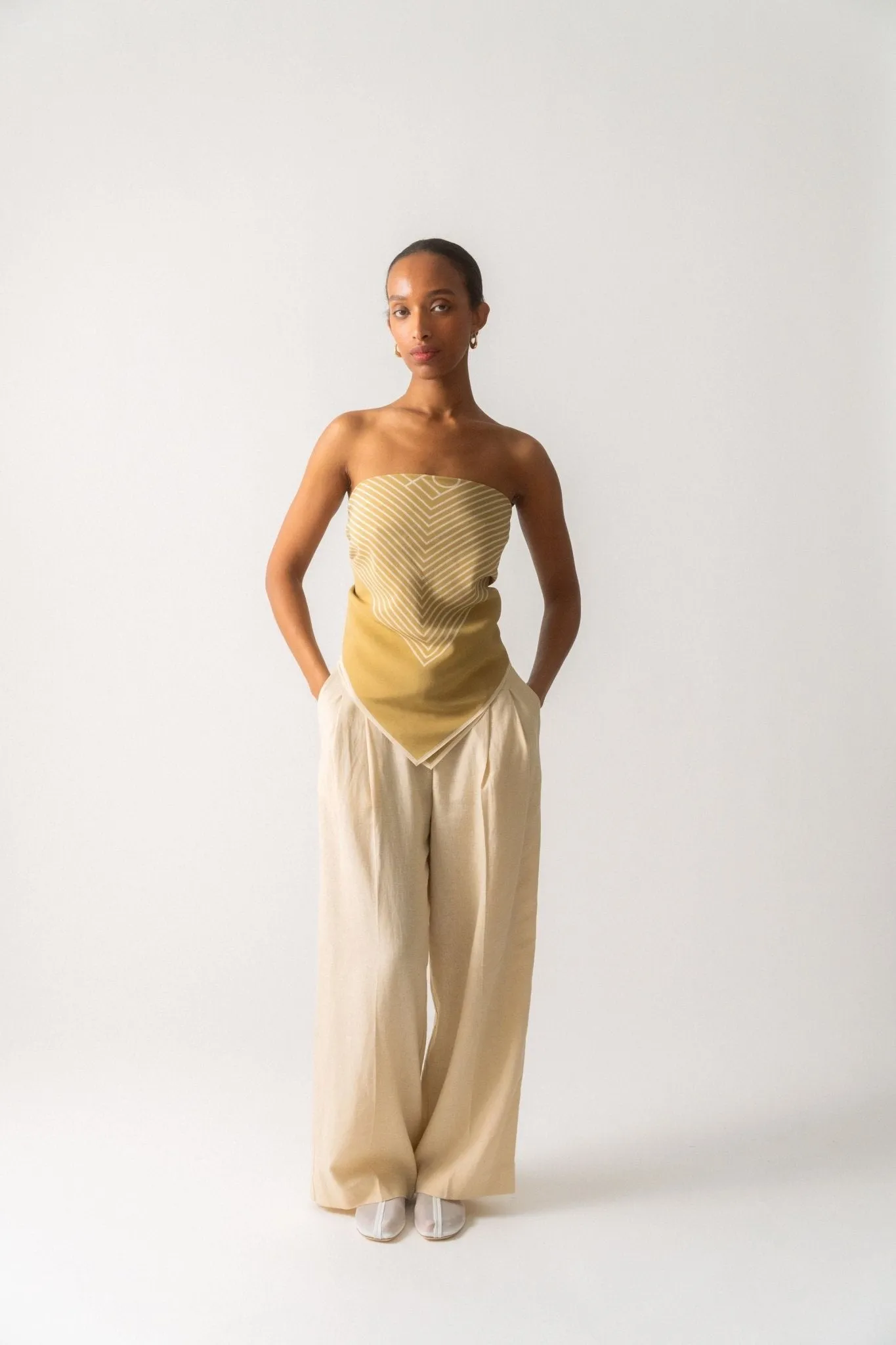 Toteme Centered Monogram Silk Scarf Peanut Butter sold by Bessette product image thumbnail 4